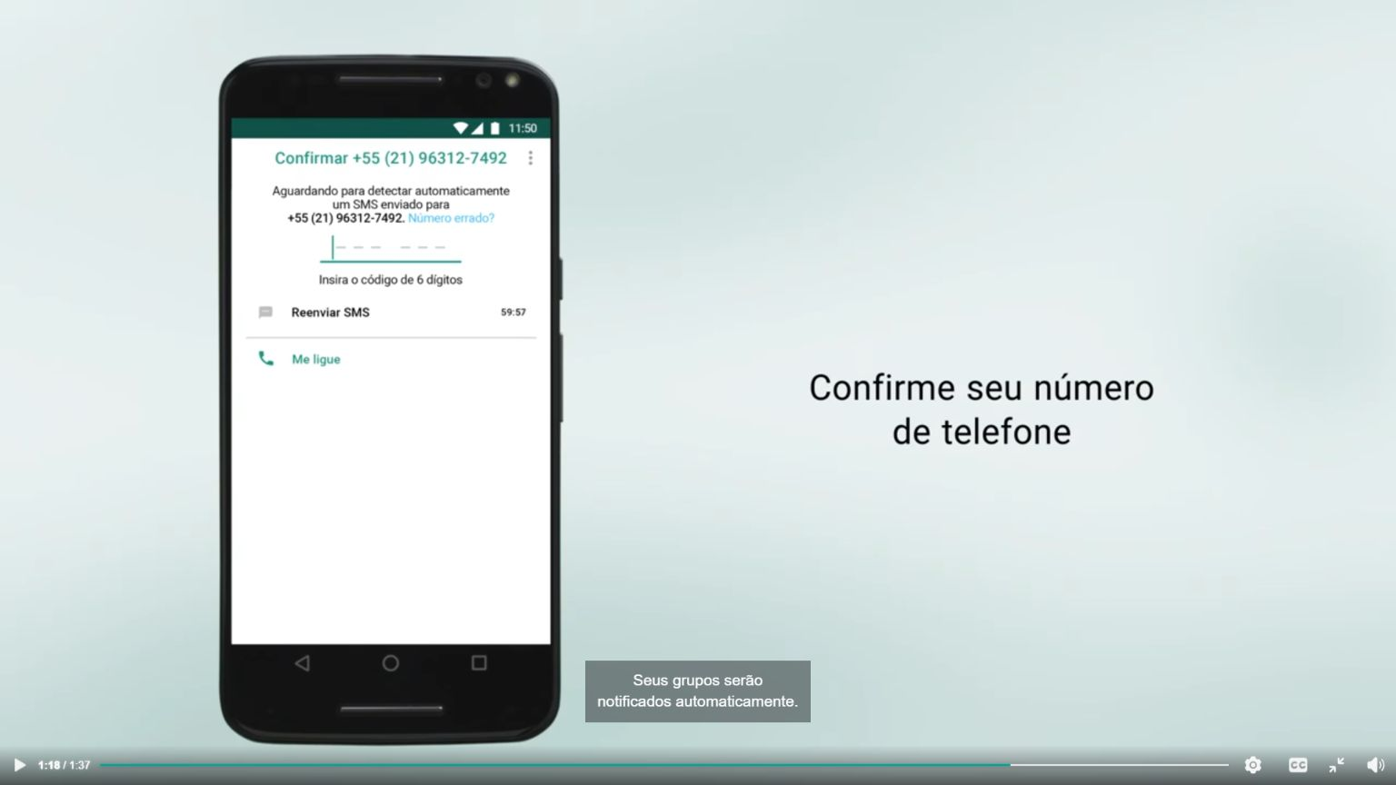 Vídeo oficial mostrando a confirmação do novo número de telefone