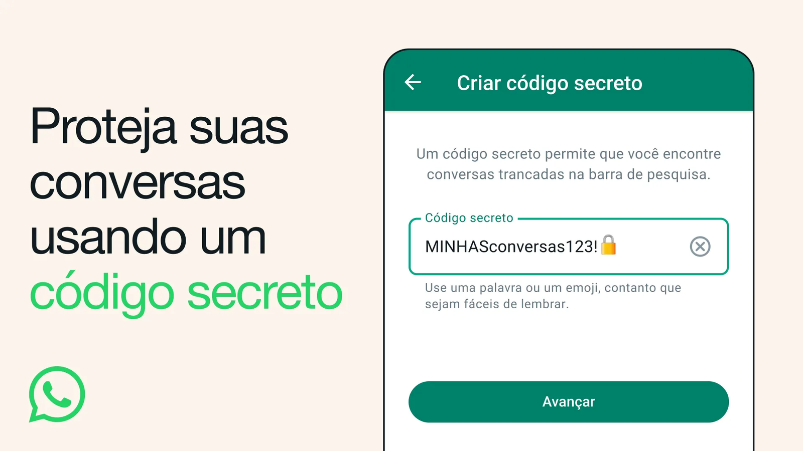 Material oficial sobre código secreto para conversas trancadas