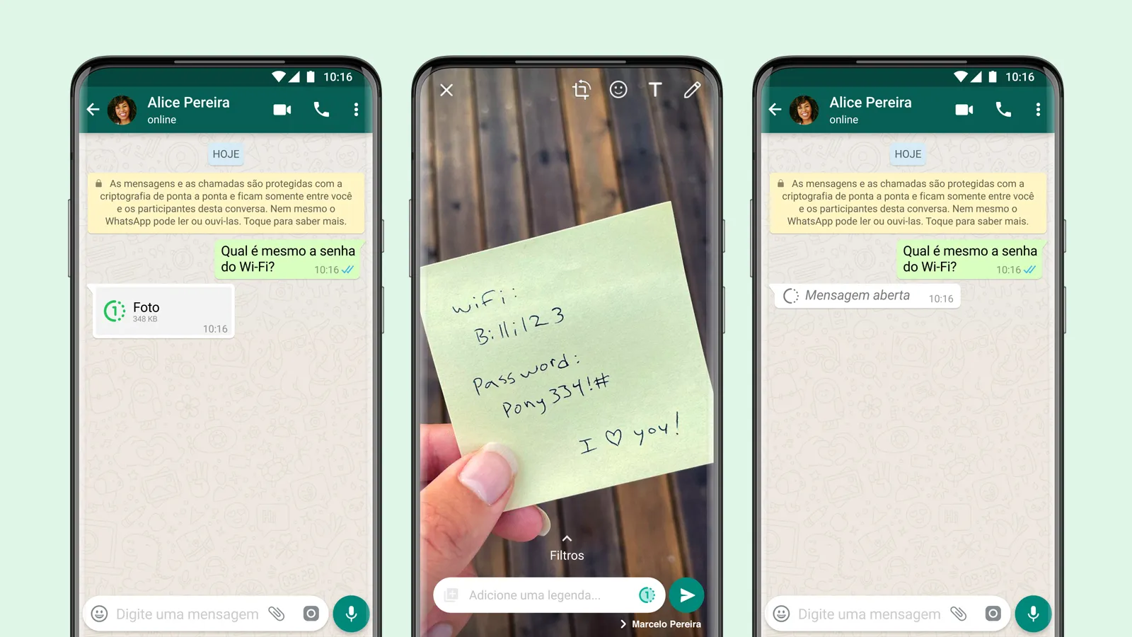 Sequência oficial de envio de mídia de visualização única com o ícone 1